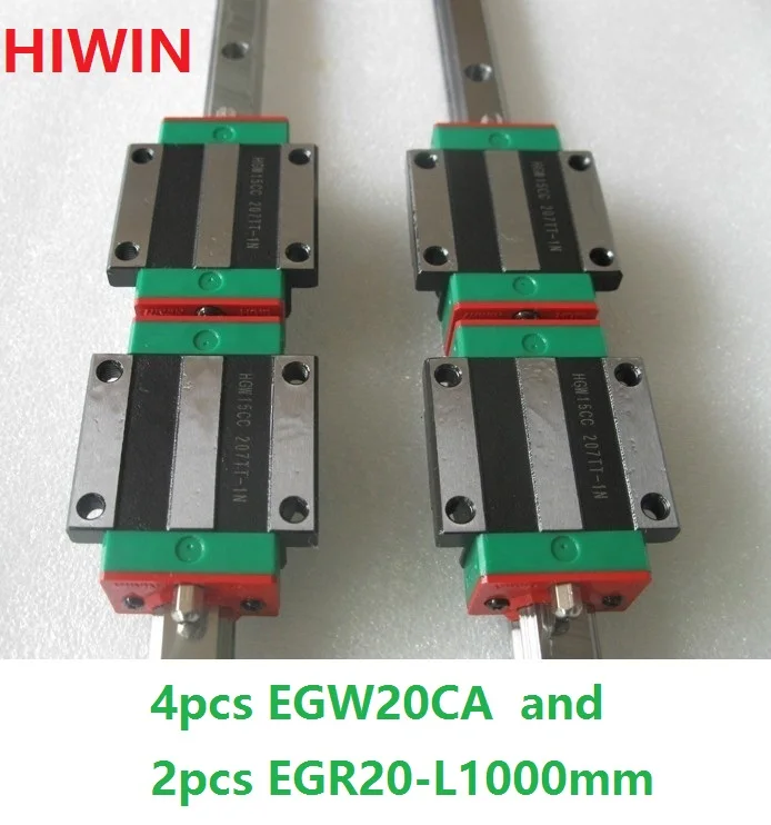 

2pcs 100% original HIWIN linear rail guide EGR20 -L 1000mm + 4pcs EGW20CA linear flange block for CNC router