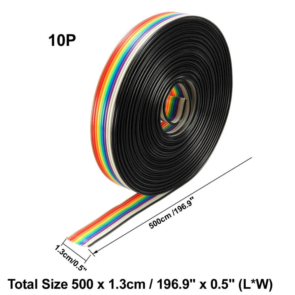 Uxcell 5 m 1 m 3 metri Lungo 10 p Ponticello Cavo a Nastro 1.27mm Passo 1.3mm di Diametro nastro Cavo Piatto per Fotocamere Digitali Tv LCD