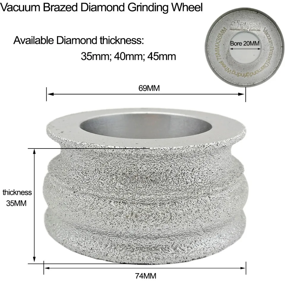 Diatool 3 polegadas soldado a vácuo diamante mãos convexas disco de pedra de encaixe