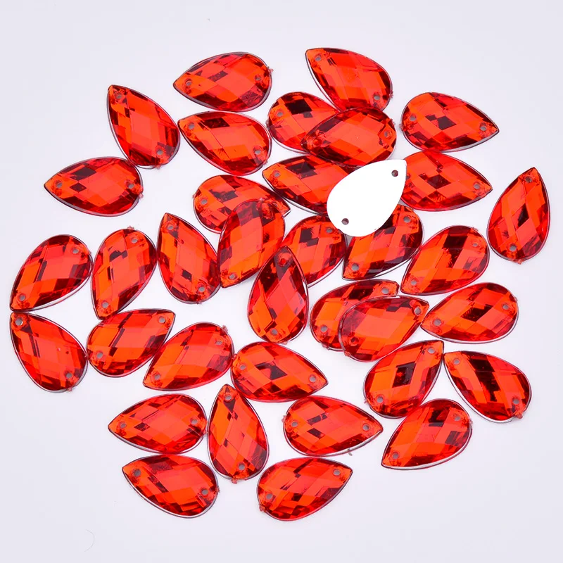 JUNAO 1000pcs 8*13mm Sew On Colorful Drops Rhinestone Applique Flatback Acrylic Strass Diamond Sewing Crystal Stone DIY Crafts