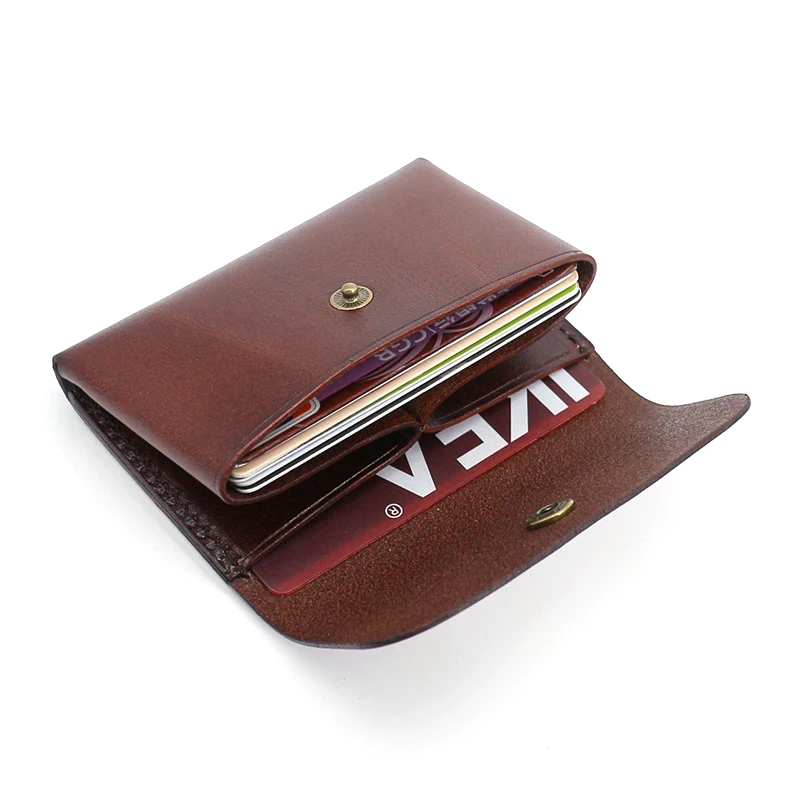 Credit Card Wallets Genuine Leather Luxury Vintage ID Bus Business Card Case Retro Mini Coin Purses Cowhide Small Money Bag