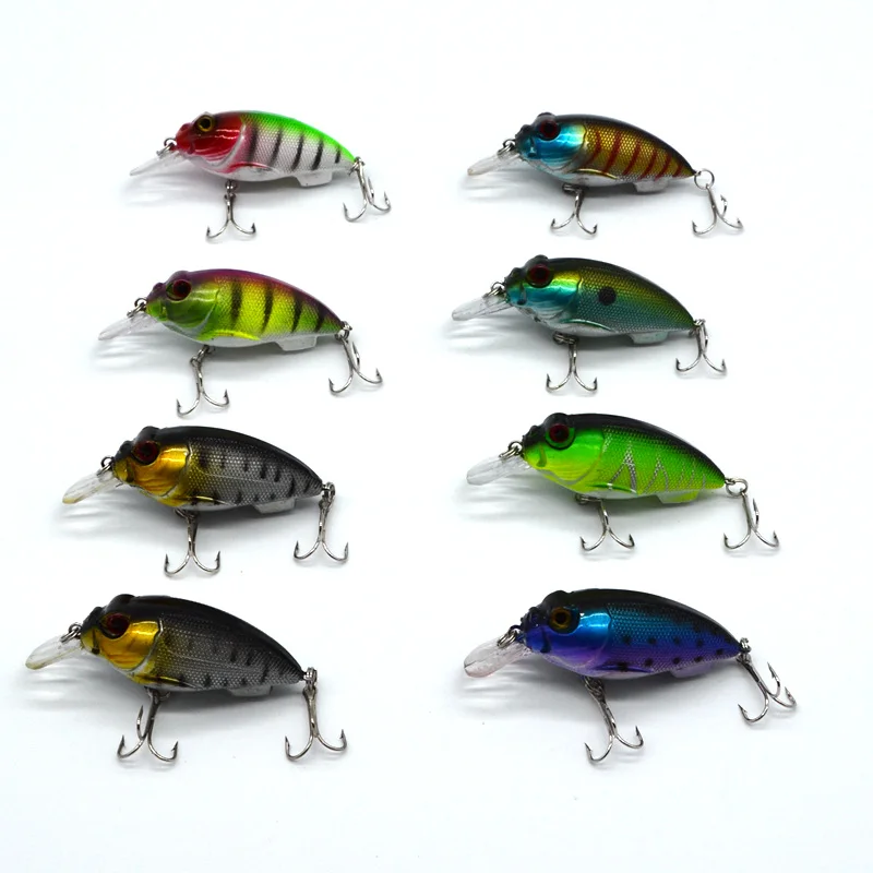 Top Quality 8pcs/lot  Fishing Lures 8 color 7cm/10.1g fishing tackle style Minnow fishing bait with 3D eyes