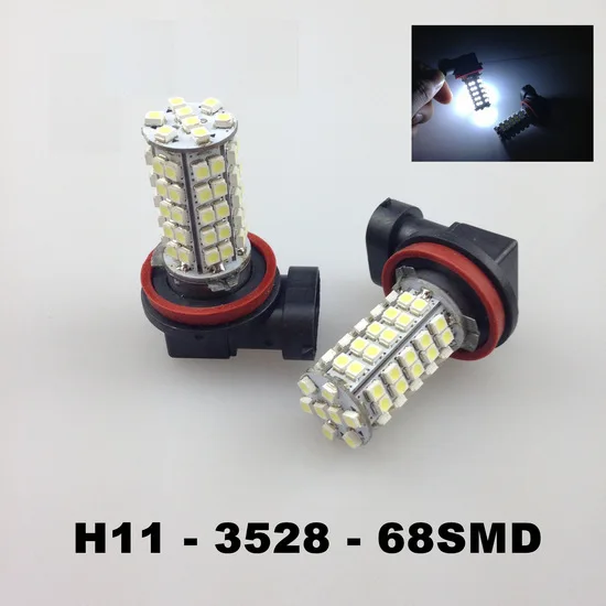 

2X H11 68 SMD 3528 High Power LED Car Fog Running White Light Bulbs 12V Lamp