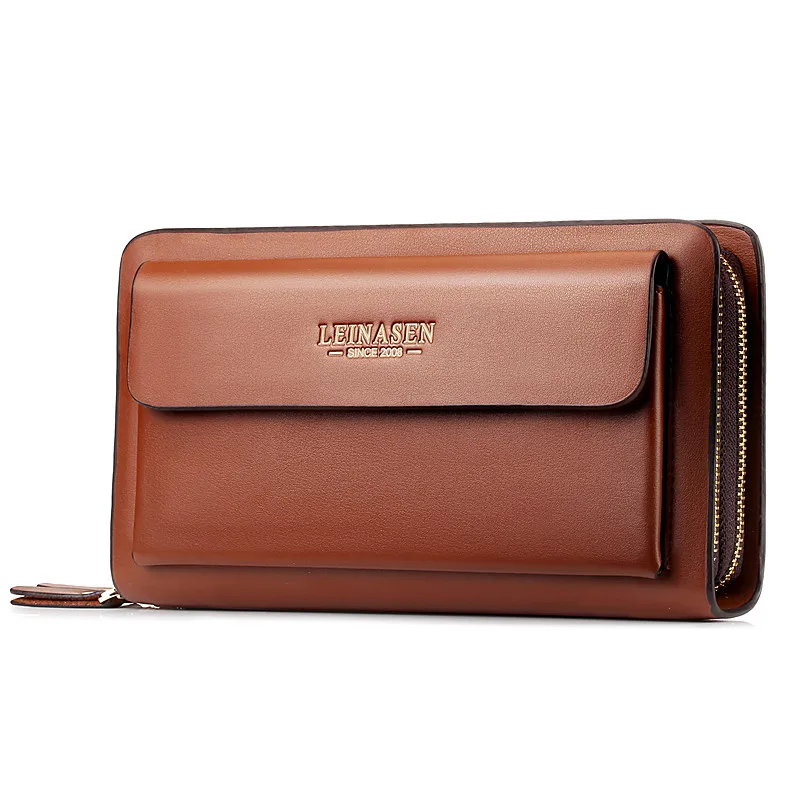 

New Men Wallets High Quality PU Leather Purse Wallet Long Double Zipper Clutch Handy Bag Male Business Clutch Wallets Coin Purse