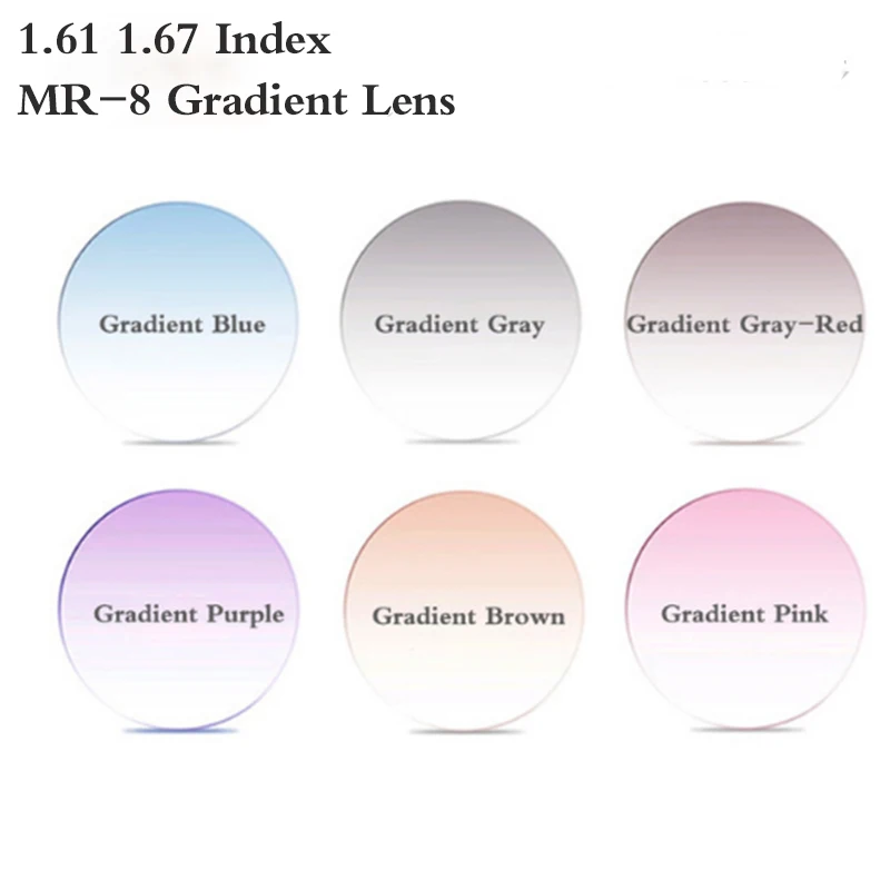 

1.61 1.67 Index Aspheric MR-8 Gradient Prescription Lens Myopia Presbyopia CR-39 Lens Hard UV400 Glasses Lens 2 PCS PS0006