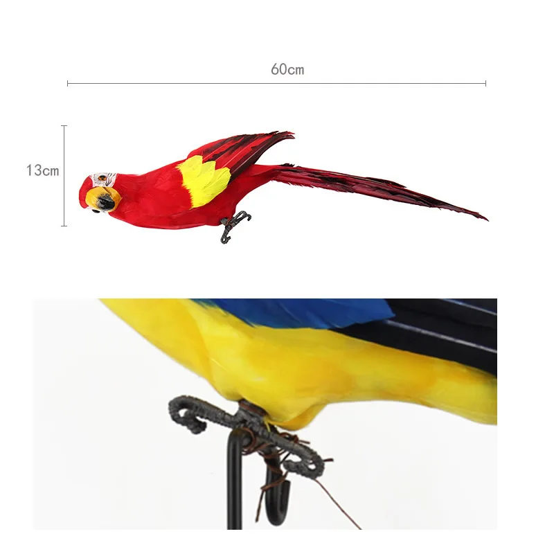 1pcs 60cm Large Macaw Artificial Feather Color Parrot Simulated Birds Home Garden Party Wedding Christmas Decoration Ornament