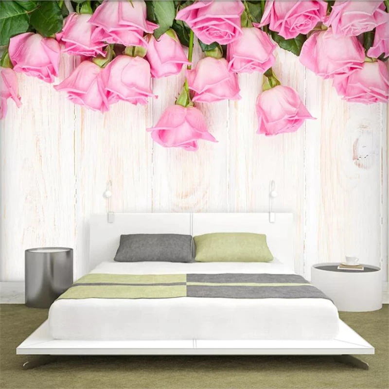 

wellyu Custom wallpaper 3D pink rose simple romantic warm TV background decorative painting living room bedroom обои wallpaper