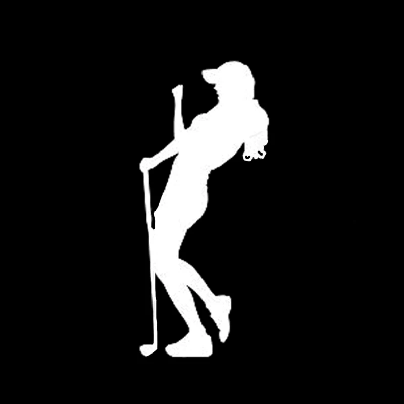 QYPF 7.4*16.9CM Interesting Golf Girl Woman Sportsman Decor Car Sticker Black/Silver Accessories Vinyl C16-1521