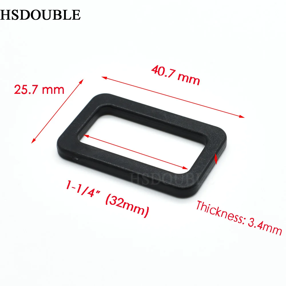 Plastic Black Loops Looploc Buckles Rectangle Rings Backpack Straps Webbing Bag Parts Webbing Size 20mm 25mm 32mm 38mm 50mm