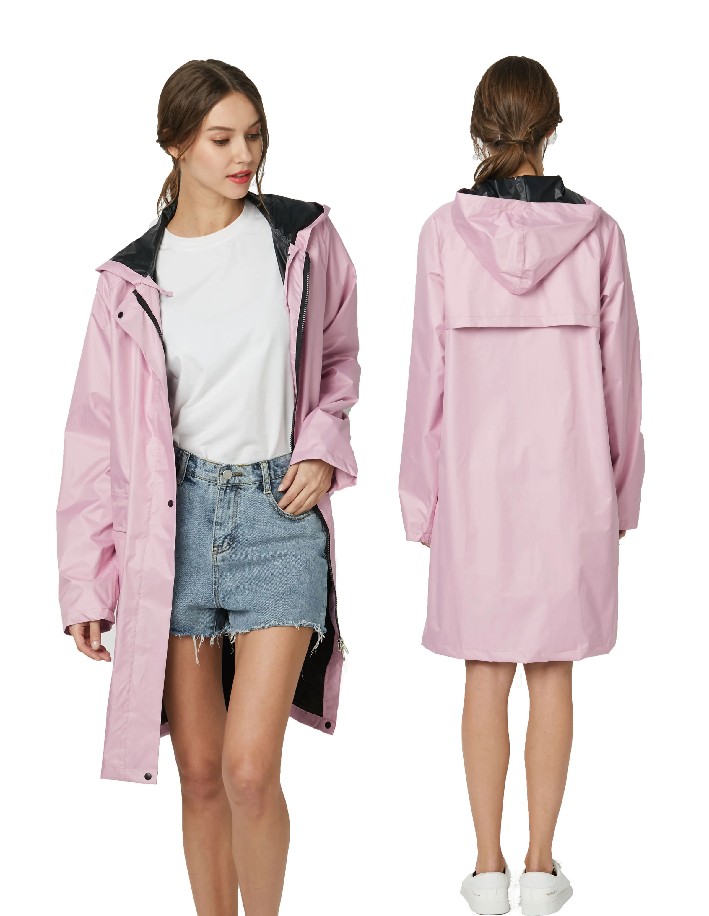 fashion Girl Lady Hooded Raincoat Outdoor Travel Waterproof Riding Cloth Rain coat for Women Poncho Long Rainwear raincoat