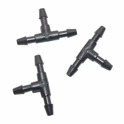 Connecteur en T égal barbelé pour tuyau d'arrosage, raccord de tuyau en plastique, joint en T d'irrigation de jardin, diamètre intérieur de 3mm, 3mm, 5mm, 50 pièces