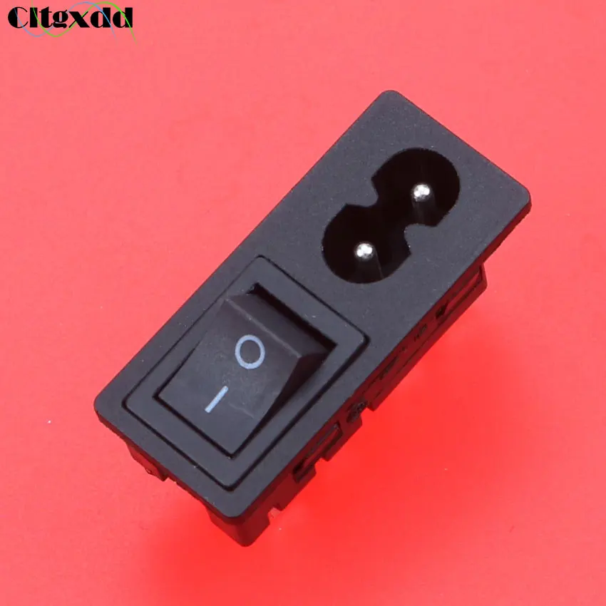 

Cltgxdd 1pcs AC 250V 2.5A IEC 320 C8 MAINS AC Power Socket Electric Plug Power Cord Inlet With Rocker Switch ON-OFF Black