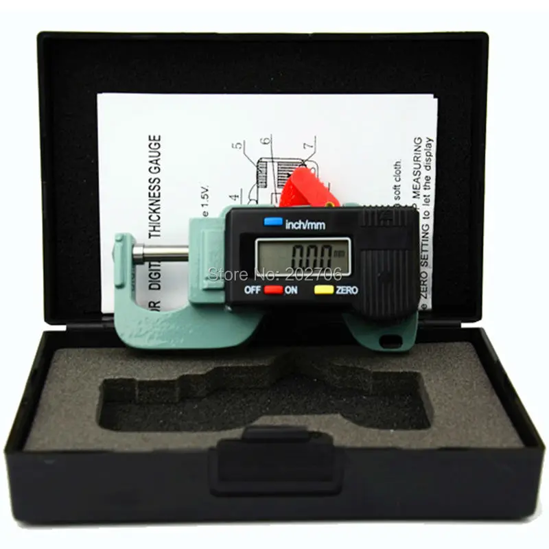 Portable Precise Digital Thickness Gauge Meter Metal Tester Micrometer 0 to 12.7mm Caliper Meter Width Measure Tools