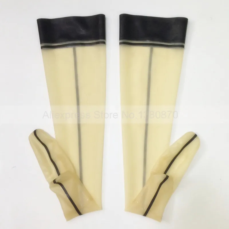 Clear and Black Sexy Latex Women Men Stockings Rubber Fetish Lingerie Leggings Handmade Clothing S-LA052