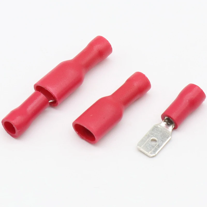 100 Pcs (50Pairs)  4.8mm Red Female Male Electrical & Wiring Connector Insulated Crimp Terminal Spade