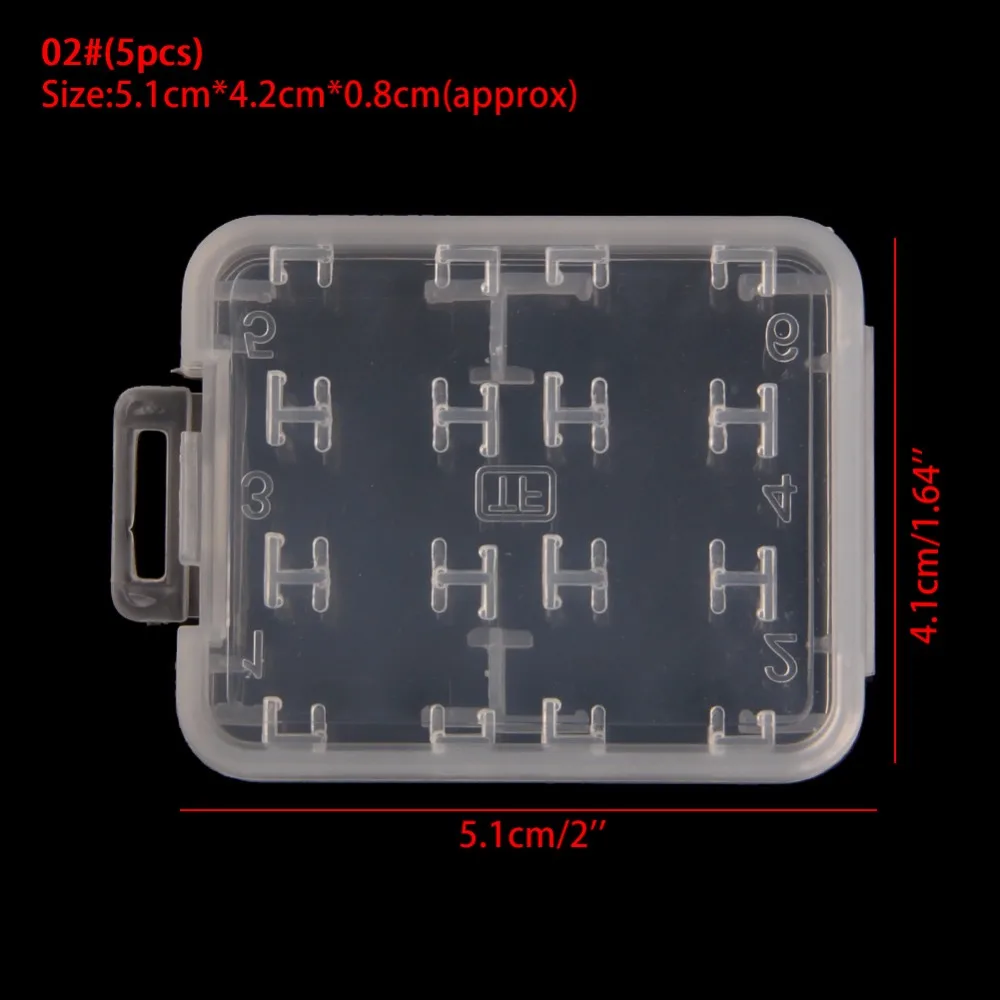 プラスチック透明標準sdhcメモリーカードケースホルダーボックス収納 #02 5個を送る