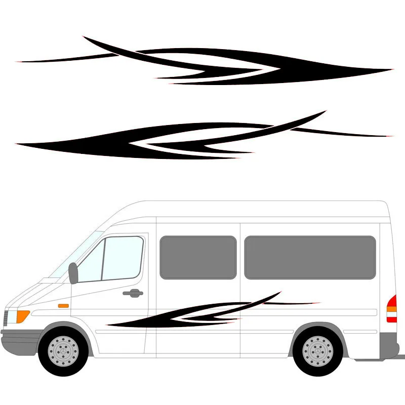 2x Run Dynamic Art Stripes Car Styling Sticker Caravan Bus Travel Trailer Camper Van Vinyl Decals Young Favoritecar styling  Jdm