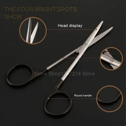 12.5 15 16 18cm black handle round head scissors fine blunt straight straight scissors