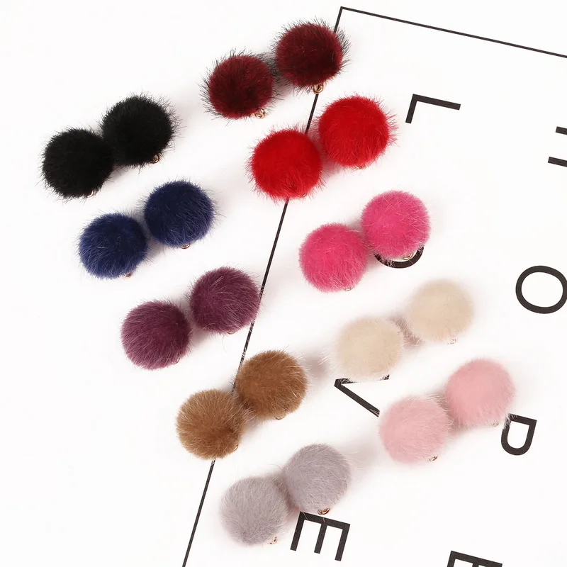 15mm 10pcs/lot Multicolor Fur Covered Ball Hair Ball Beads Charm Pendant For Earring Necklace Bracelet DIY Jewelry Decoration
