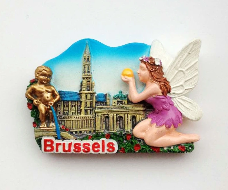 Hot sale Brussels Belgium Grand Place Manneken-Pis Statue 3D Fridge Magnet Travel Souvenir Refrigerator Magnetic Stickers