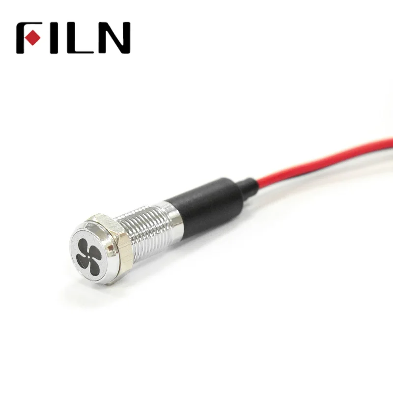 FILN-luces LED de señal para salpicadero de coche, lámpara de 8mm, 12V, rojo y amarillo, luz piloto con símbolo, 50 unidades