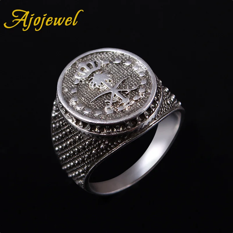 Ajojewel Antique Silver-color Men Ring Size 8 9 10  Anillo hombre Crown Male Jewelry Fashion Gift