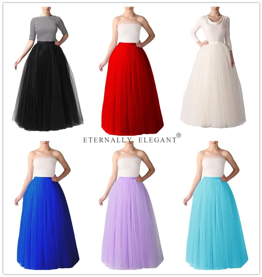 2018 New Long Floor Length Tulle Tkirt 5 Layers Fashion Dance Tutu Skirts Womens Puffy Skirt Petticoat  Party Skirts 6610