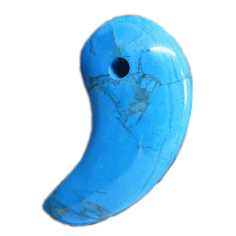 Lucky Jewelry For Diy Necklace Pendant Blue Howlite Stone Magatama Pendants Charm High Quality Accessories 19*34mm Finding B1829