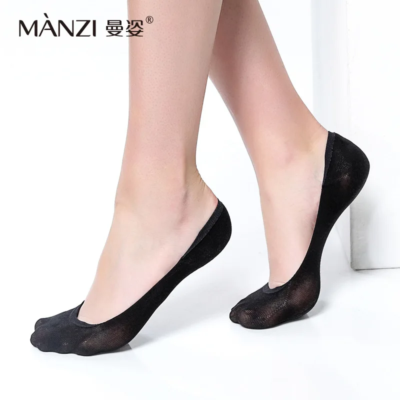 MANZI-Antiskid Stealth Cotton Socks for Women, Thin Ship Socks, Non-Slip, Non-Slip, Leisure Fashion, Spring, Summer, MZ40020