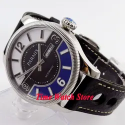 Parnis Automatic Men's Watch 42mm MIYOTA Movement Date Day Sapphire Crystal Leather Strap 5ATM relogio masculino