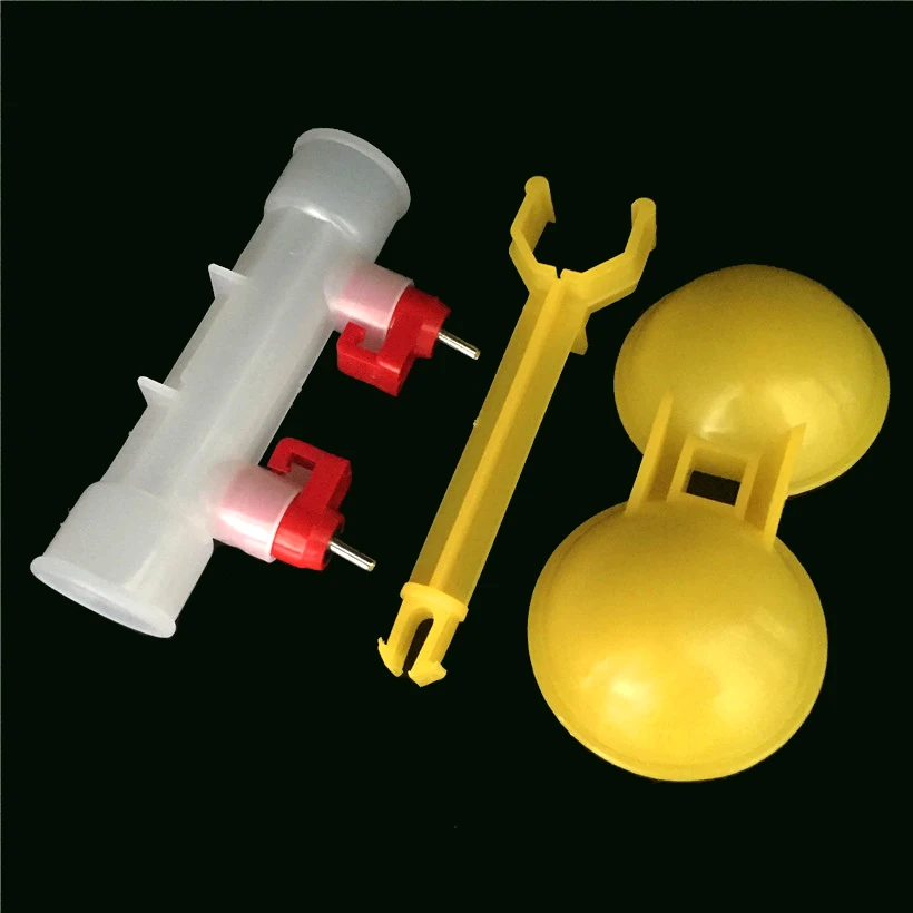 100 sets Chicken waterer Ball Hanging Cup Chicken drinking Poultry feed Animal feeder Yellow 25mm pipes Free shipping