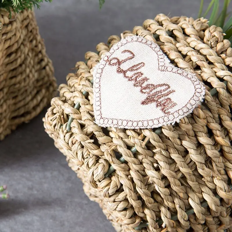 Seagrass Belly Storage Basket Straw Basket Write Wicker basket Storage bag White Garden Flower Pot Planter Handmade Organizer