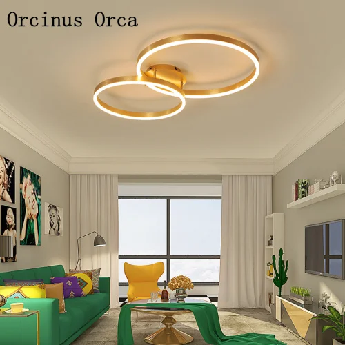 Postmodern Individual LED Golden Circle Ceiling lamp Living Room Dining Room Bedroom New American Iron Ceiling lamp