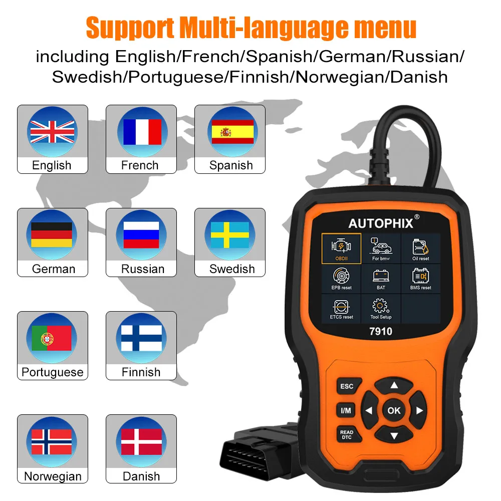 Autophix 7910 Professional OBD2 Automotive Scanner For BMW E46 E90 E60 E39 DPF Oil Reset Full System OBDII Diagnostic Tool