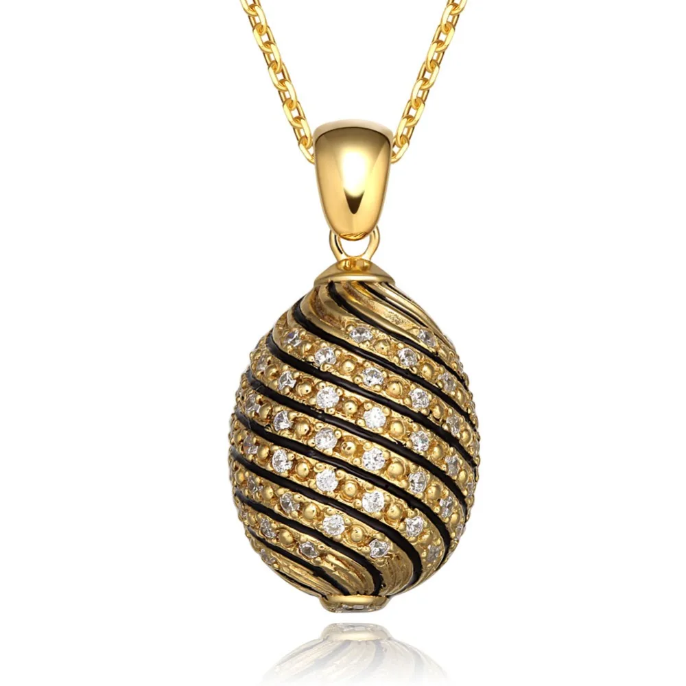 

Fully Zircons Vintage Egg Pendant Crystal Rhinestone Necklace Noble Unique Easter Bonus Egg To Women