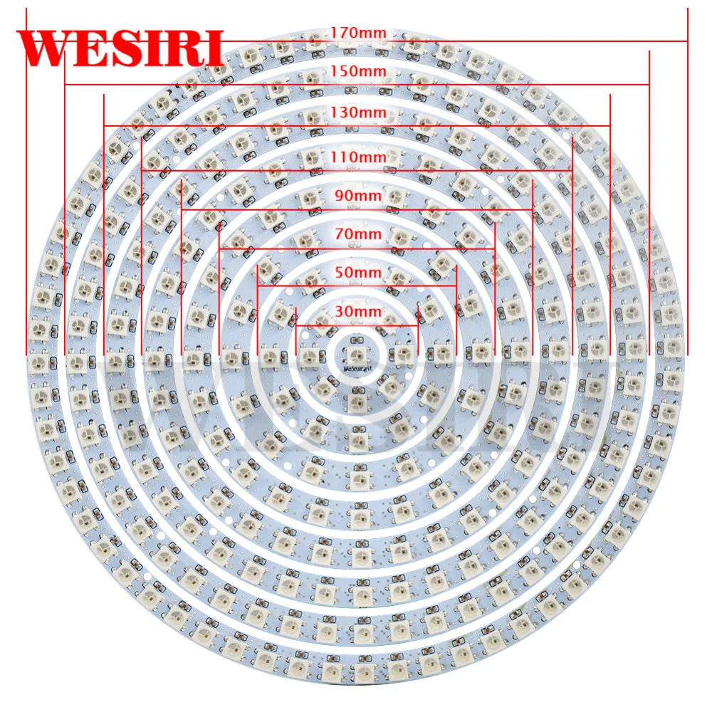 WESIRI WS2812B DIY LED حلقة 1 8 12 16 24 32 40 48 60 93 241 بت المصابيح WS2812B SK6812 5050 المدمج في RGB عنونة DC5V LED حلقة #3