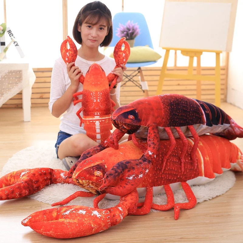 60-120cm Simulation Lobster Plush Toy Doll Stuffed Sea Animal Pilllow Creative Birthday Christmas Gifts