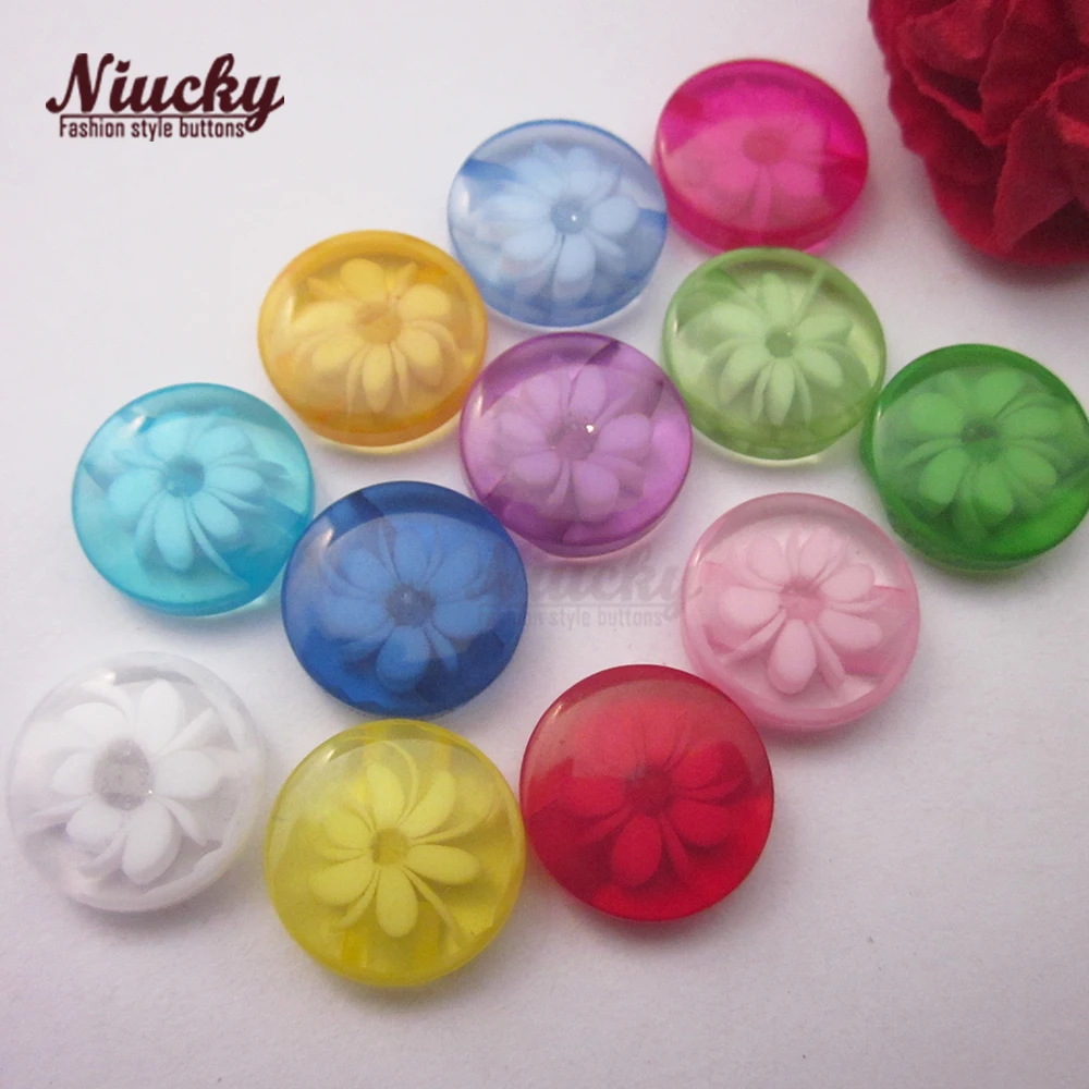 Niucky 12.3mm colorful  Colorful Resin shadow flower sewing buttons for children lady clothing sewing supplies R0401-010