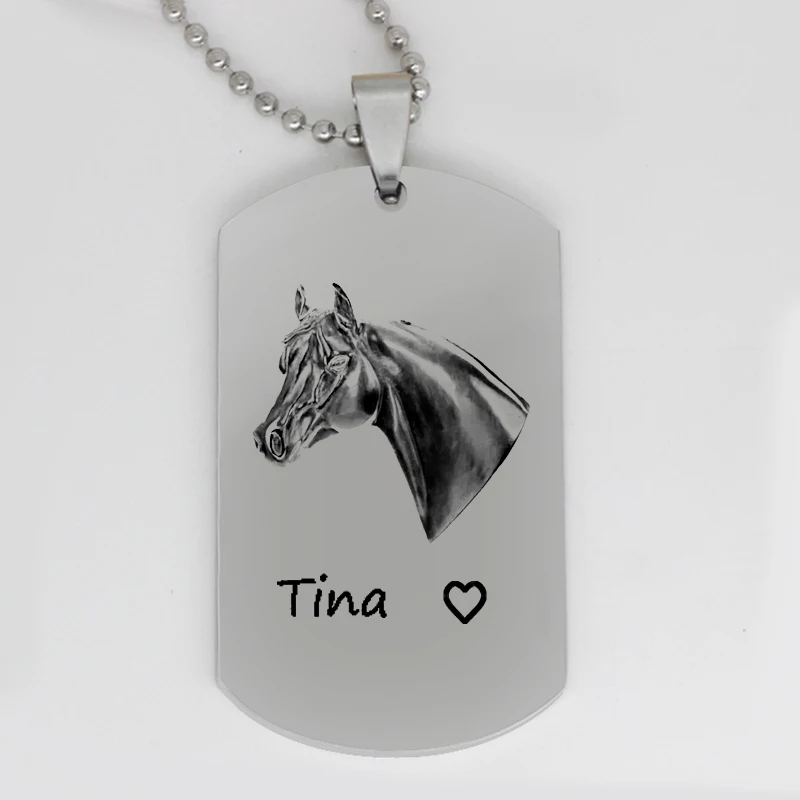 Ufine jewelry New Women Men Jewelry horse head pendant army card personality name stainless steel necklace drop shiping N4219