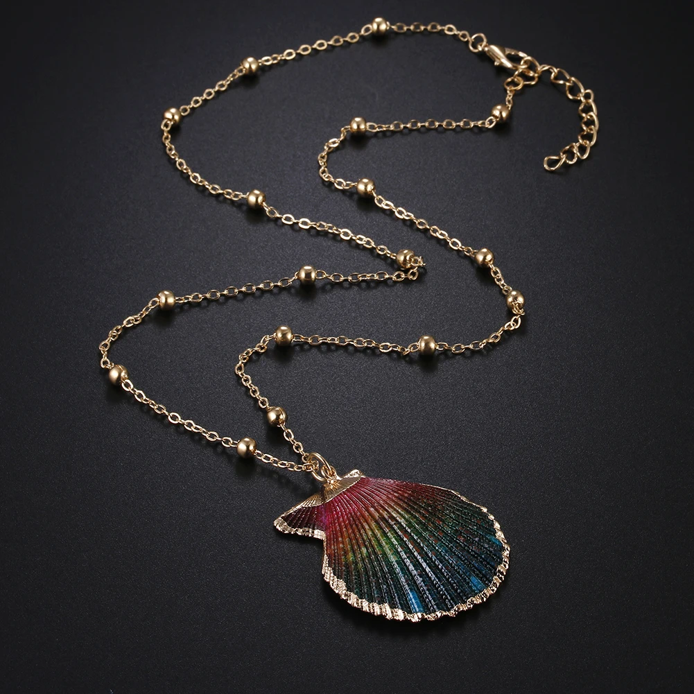 Boho SeaShell Shell Summer Necklace Cowrie Gold Color Chain Choker Woman Femme Hawaii Beach Bohemia Ocean Cowrie Collier Jewelry