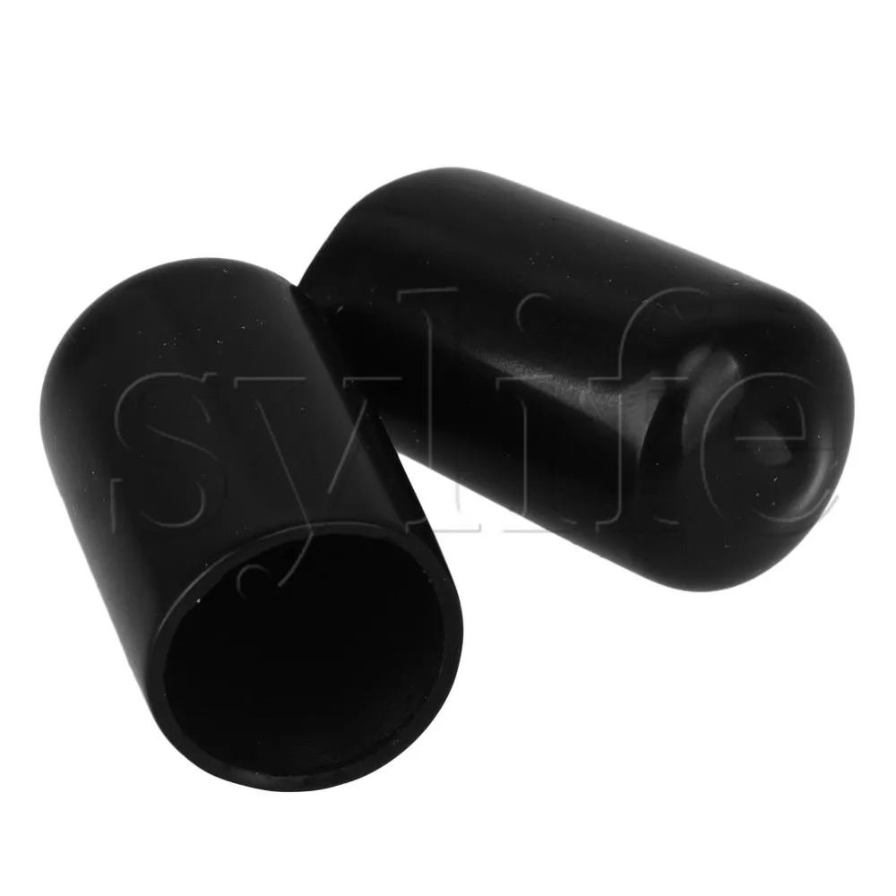 10pcs Soft Rubber Round Caps Screw Thread Protector Black Insulating Sleeve 14mm