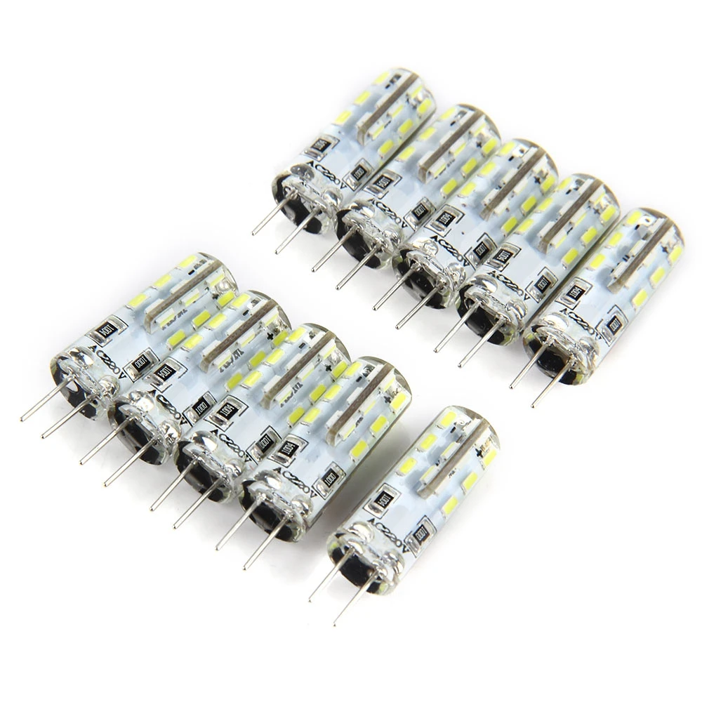 New 10pcs G4 Base 24 LED Lamp Bulb 3W AC 220V White Light SMD 3014 360 Degrees Beam Angle Replace Halogen Lamp light