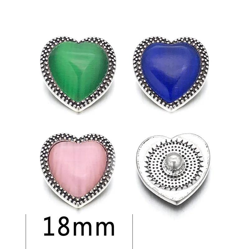 Hot Metal Rhinestone 18mm Snap Button W148 Heart Alloy Diy Jewelry Fit 18mm Snap button Necklaces/Bracelets For Women Gift