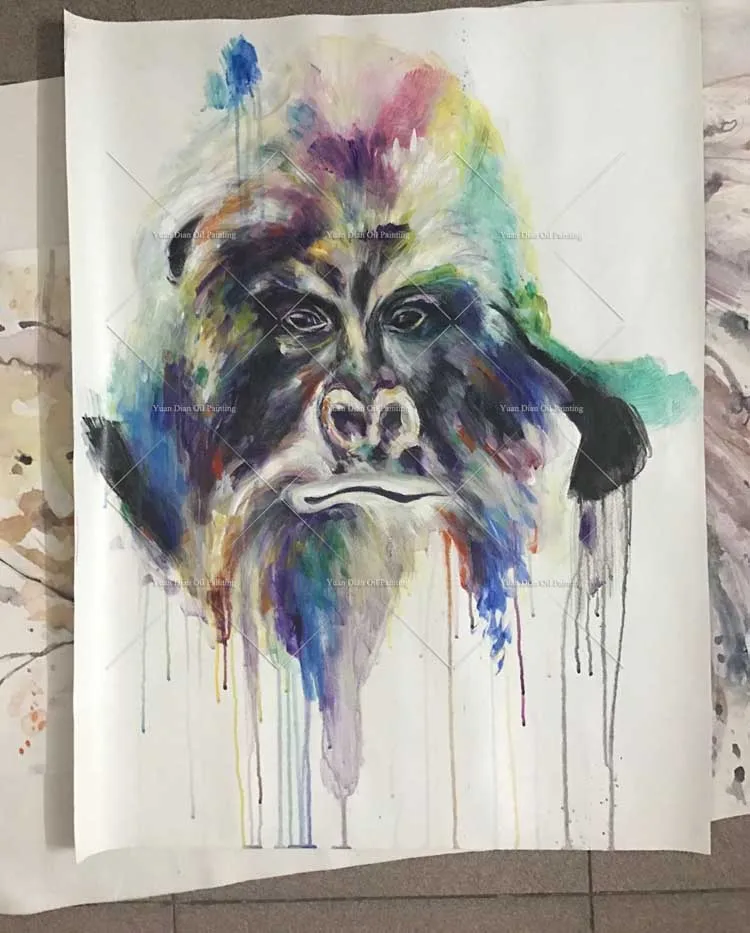 

Free Shipping High Quality Modern Animal handsome sad monkey Oil Painting Hand-painted funny monkey Oil Painting Living Room