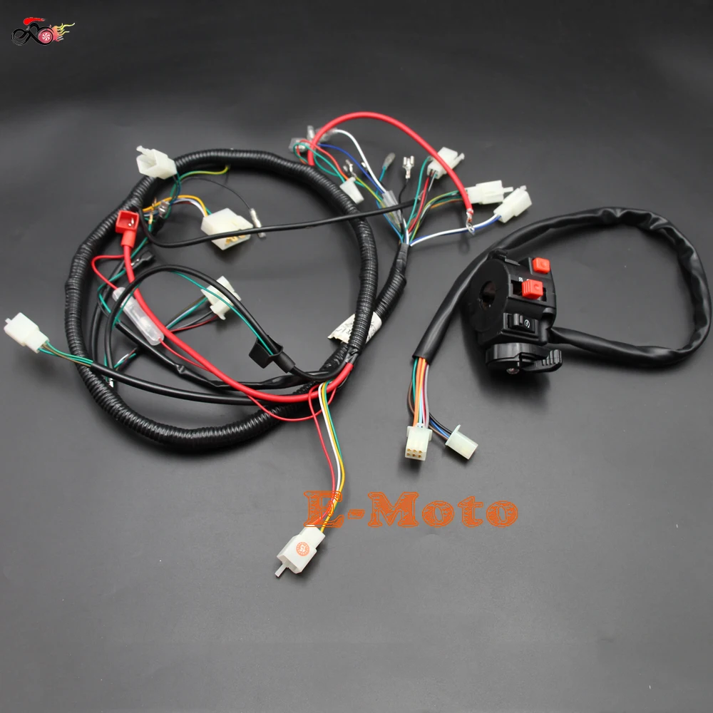 Engine AC Wiring Harness & Switch For 150cc 200cc 250cc PIT Quad Dirt Bike ATV Buggy Loncin zongshen ducar Lifan