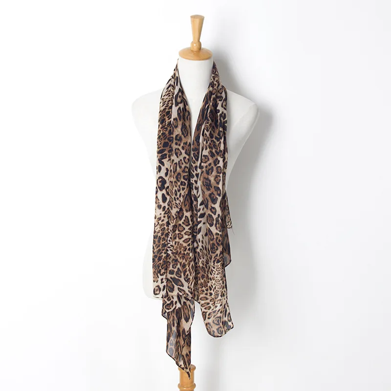 Brand New Autumn And Winter Fashion Women Long Chiffon Scarves Leopard Print Shawl All-match Lady Soft Scarf