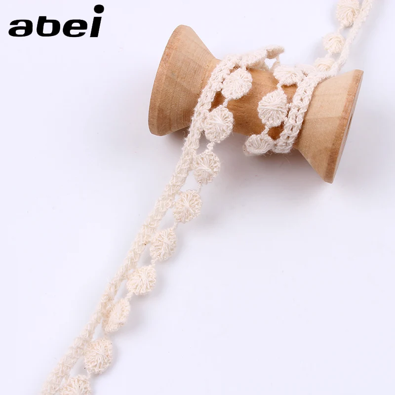 5Yards 14mm Beige Lace Ribbon Colorful Cotton Lace Trimming Baby Clothes Tablecover Hometexile Wrap Embellishment Garment