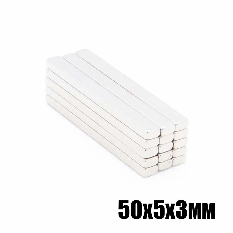 

50pcs 50x5x3 mm Rectangular Magnet 50*5*3 mm Suction Neodymium Magnets Sheet Neodimio Imanes Magneet Tape 50*5*3 mm