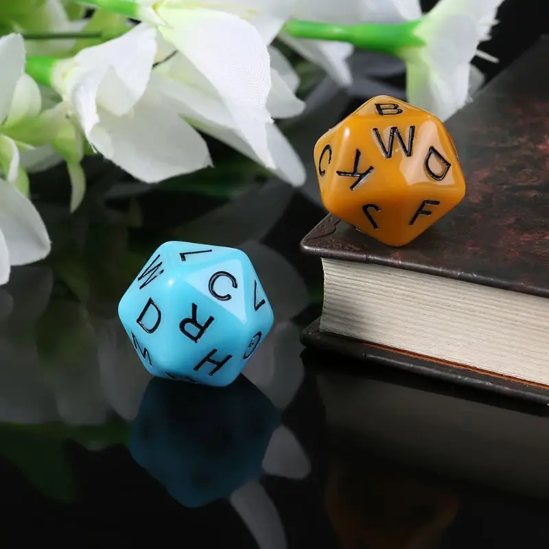 7 pçs/set 20-Sided D20 Inglês Letras Do Alfabeto Mostradores Placa de Acessórios Do Jogo Para As Crianças Brinquedos Educativos