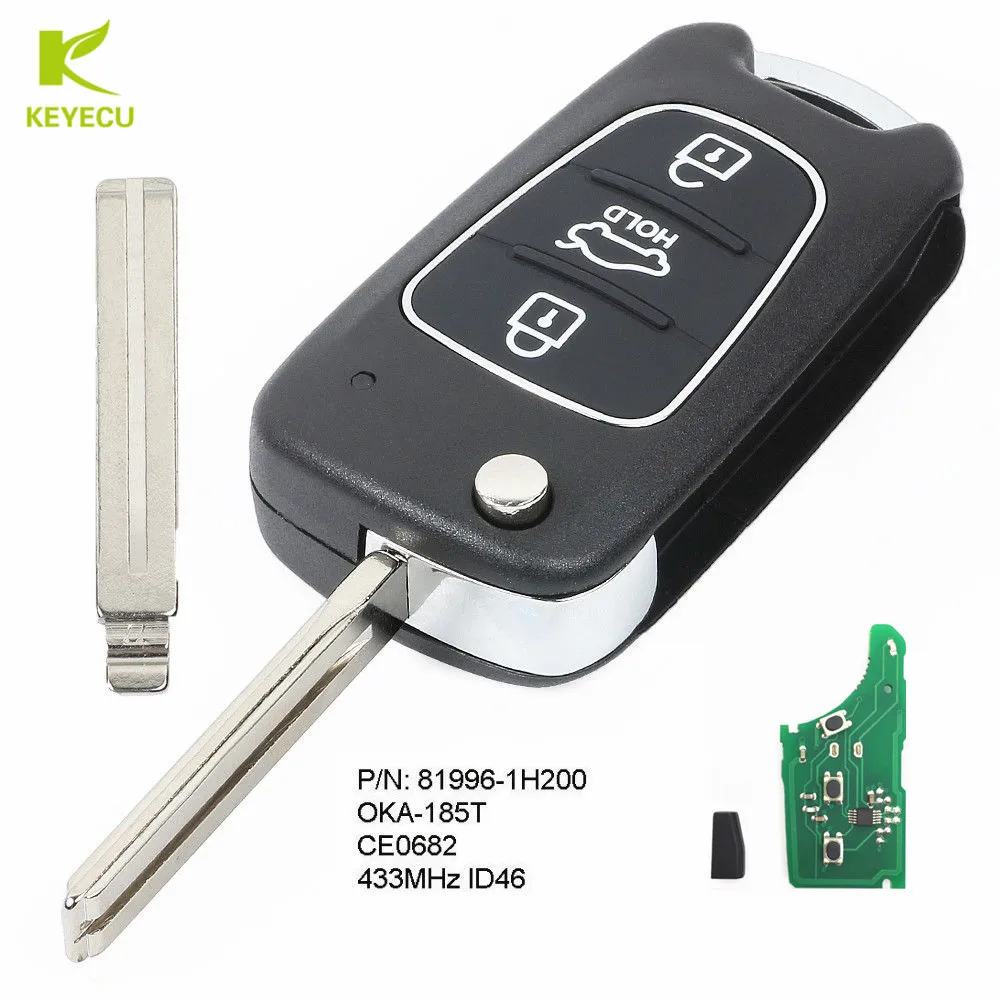 

KEYECU Replacement Upgraded Remote Key Fob 433MHz ID46 for Kia Ceed 2009-2010 P/N: 81996-1H200 OKA-185T